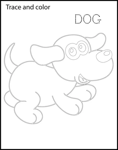 Printable Coloring Page Kindergarten Preschool Tracing Animal Names — Stock Photo, Image