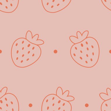 Basit çilekler dikişsiz vektör deseni