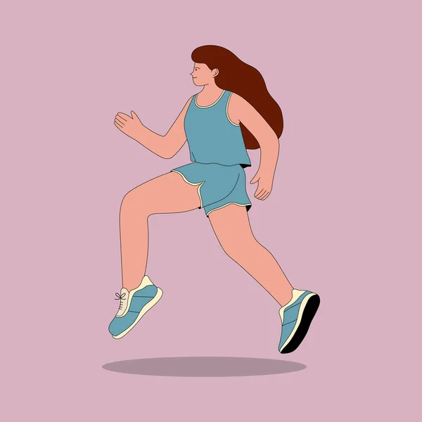 Jeune Femme Jogging Cours Exécution Mode Vie Sain Illustration Vectorielle Illustrations De Stock Libres De Droits
