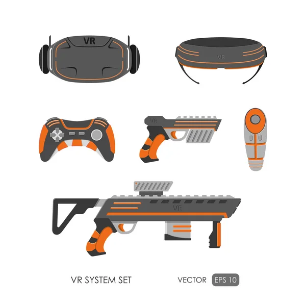 Set di accessori per il sistema di realtà virtuale su backgroun bianco — Vettoriale Stock