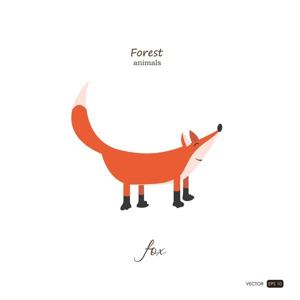 Fox en estilo de dibujos animados sobre fondo blanco. Animales del bosque. Vector — Vector de stock