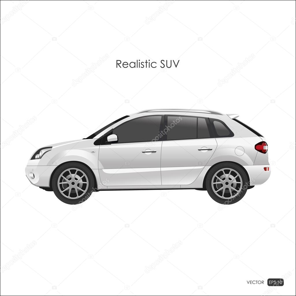 Realistic model of SUV on white background. Detailed drawing of 