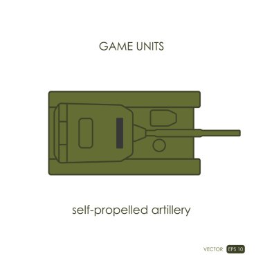 Beyaz arka plan üzerinde kendinden tahrikli topçu. Askeri simgesi. Gam