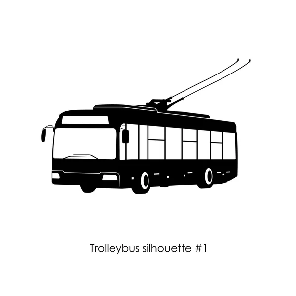 Czarne sylwetki trolejbusów na białym tle — Wektor stockowy