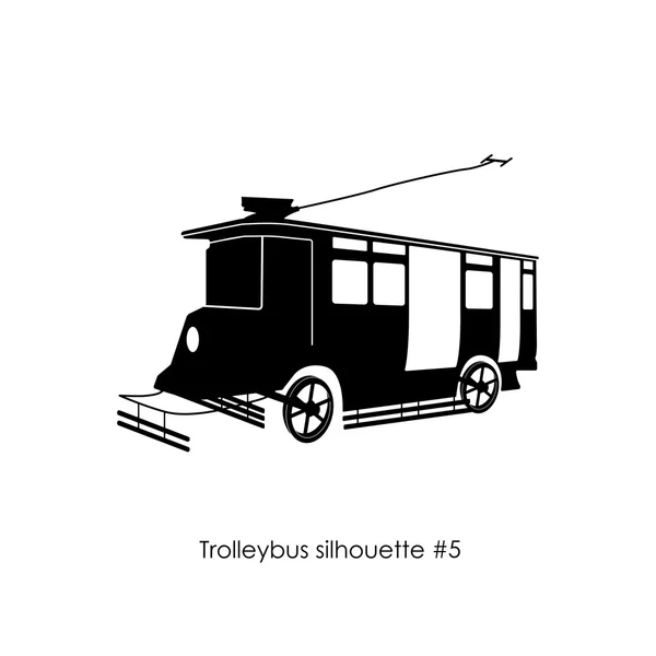Černá silueta trolejbusem na bílém pozadí. Retro tro — Stockový vektor