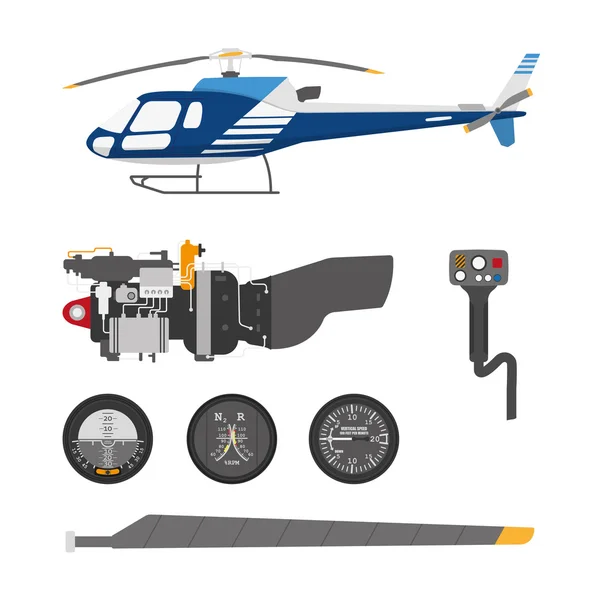 Riparazione e manutenzione dell'elicottero. Serie di parti di elicoidale — Vettoriale Stock