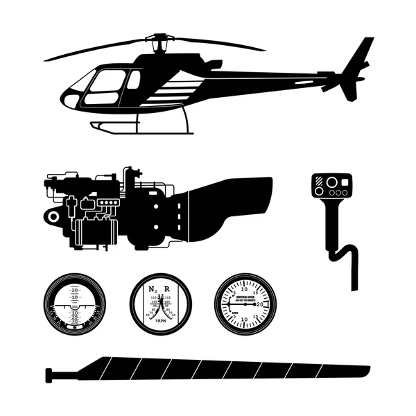 Perbaikan dan pemeliharaan helikopter. Set bagian dari helico - Stok Vektor