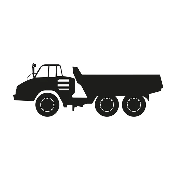 Silueta negra de un camión volquete sobre un fondo blanco — Vector de stock