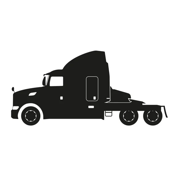 Silhouette noire d'un camion tracteur sur fond blanc — Image vectorielle