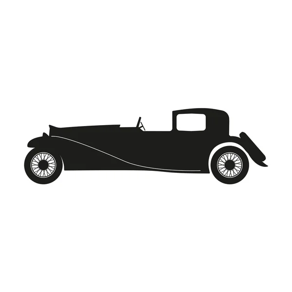 Silhouette noire d'une voiture rétro sur fond blanc. Vintage — Image vectorielle