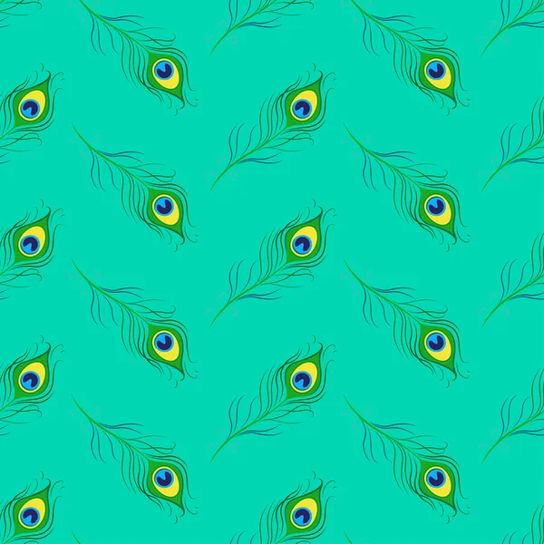 孔雀の羽を持つシームレスなパターン — ストックベクタ