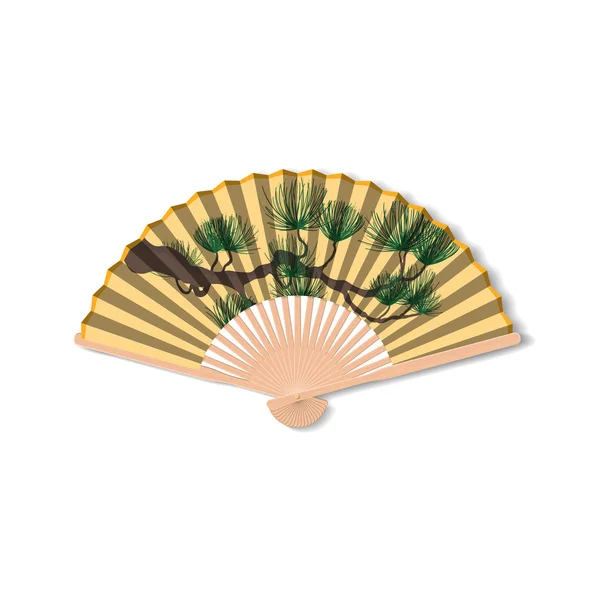 Fan untuk tari Kabuki. Aksesoris Geisha - Stok Vektor