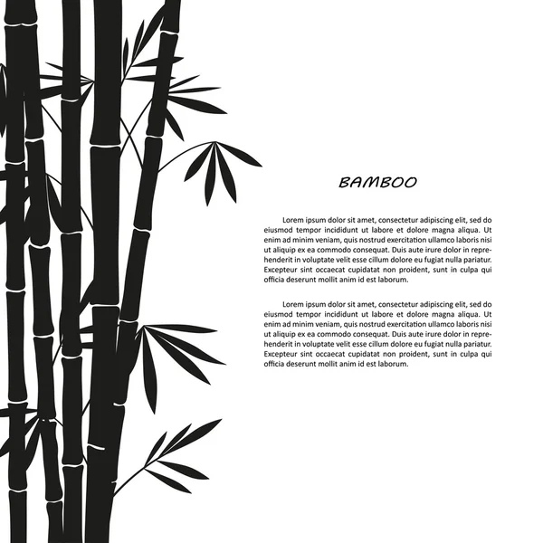 Silueta de bambú negro sobre fondo blanco — Vector de stock