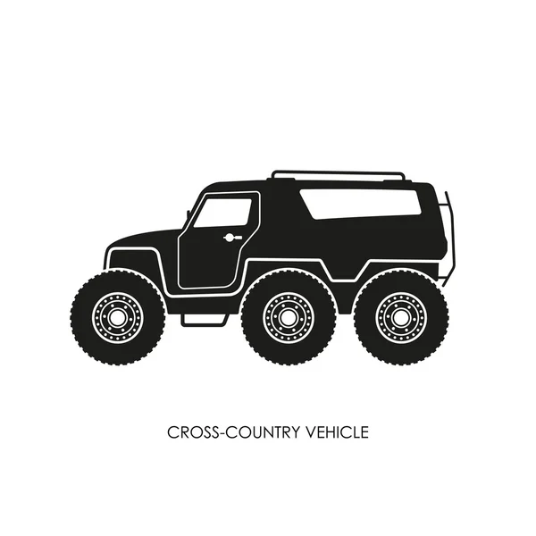 Silhouette of the cross-country vehicle on a white background. A — Stock Vector