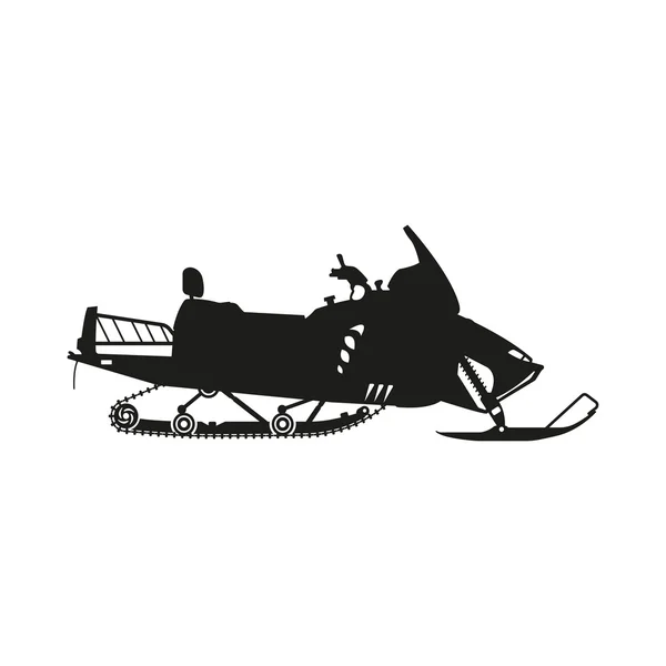 Silhueta preta de um snowmobile em um fundo branco —  Vetores de Stock