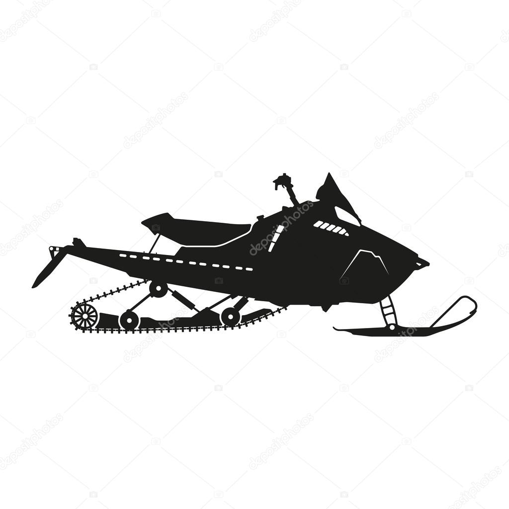 Download Black silhouette of a snowmobile on a white background ...