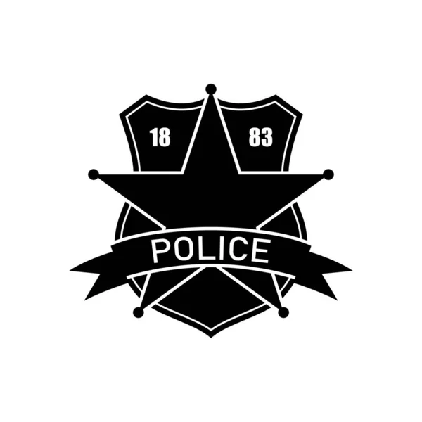 Logotipo da Polícia. Um distintivo de polícia. Ícone isolado. Silhueta preta de ícone federal — Vetor de Stock