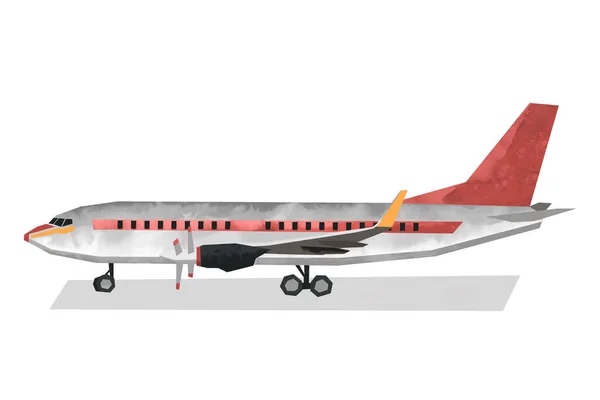 Akvarell polgári repülőgép. Elszigetelt aicraft. Rajzfilm gyerekszobának. A gép oldalnézete. Légi szállítás — Stock Fotó