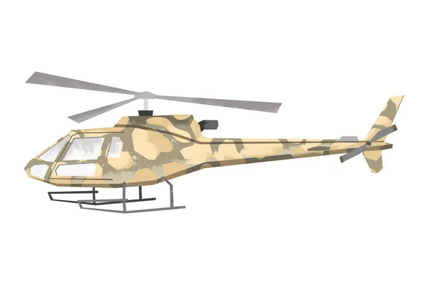 水彩画军用直升机孤立的航空车辆。卡通画给孩子们看陆军伪装机的侧视图 — 图库照片