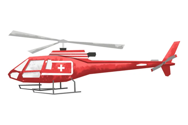 Helicóptero médico aquarela. Veículo de aviação isolado. Desenhos animados para quarto de crianças. Vista lateral do transporte de resgate — Fotografia de Stock