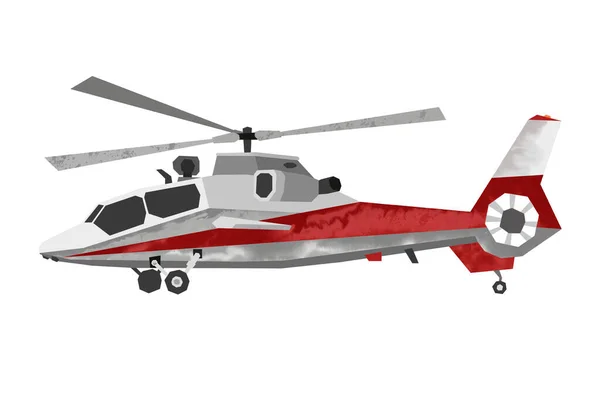 Helicóptero aquarela. Veículo de aviação civil isolado. Desenhos animados para quarto de crianças. Vista lateral. Transporte aéreo — Fotografia de Stock
