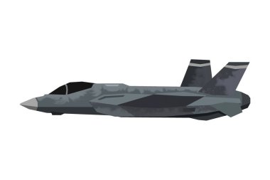 Suluboya askeri uçak. İzole edilmiş havacılık aracı. Çocuk odası için çizgi film baskısı. Modern ordu uçaklarının yan görünüşü