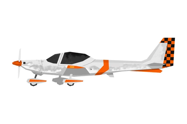 Air warna pesawat olahraga. Aicraft oranye terisolasi. Cetakan kartun untuk ruang anak-anak. Sisi tampilan pesawat pelatihan. Transportasi udara — Stok Foto