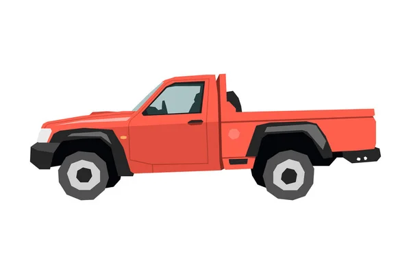 Ζωγραφική αγροκτήματος. Αυτοκίνητο εκτός δρόμου σε στυλ κινουμένων σχεδίων. Απομονωμένο όχημα τέχνης για τα παιδιά διακόσμηση υπνοδωματίων. Πλευρική άποψη του κόκκινου SUV. Φορτηγό για διακόσμηση φυτωρίου — Διανυσματικό Αρχείο