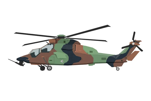 Gambar helikopter militer anak-anak. Kendaraan tentara dengan gaya kartun. Seni mesin kamuflase terisolasi untuk dekorasi kamar tidur. Sisi tampilan. Cetak untuk seni dinding balita - Stok Vektor