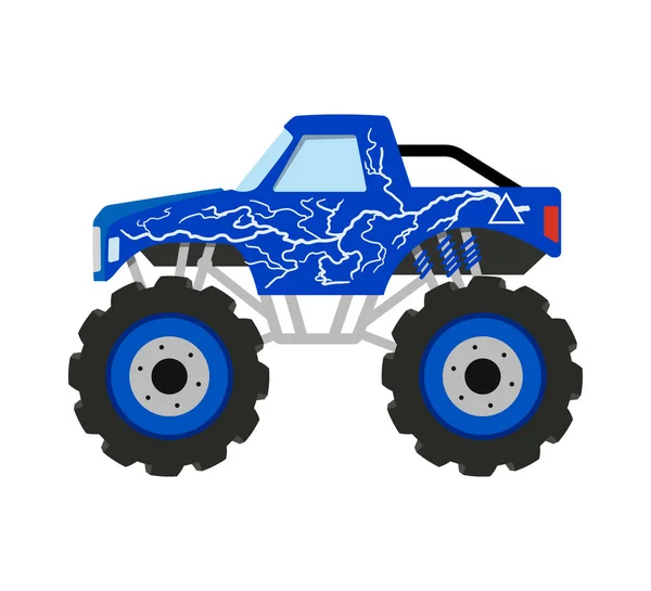 Rajzfilm szörny teherautó. Nagyfiúk kocsija. 4x4-es gyerekkocsi. Elszigetelt dízel autó. Születésnapi nyomtatás — Stock Vector