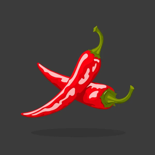 Chili peppers icon. Isolated red paprika. Cartoon mexican food. Hot spice for restaurant menu. Cooking ingredient for salsa sauce — Stock Vector