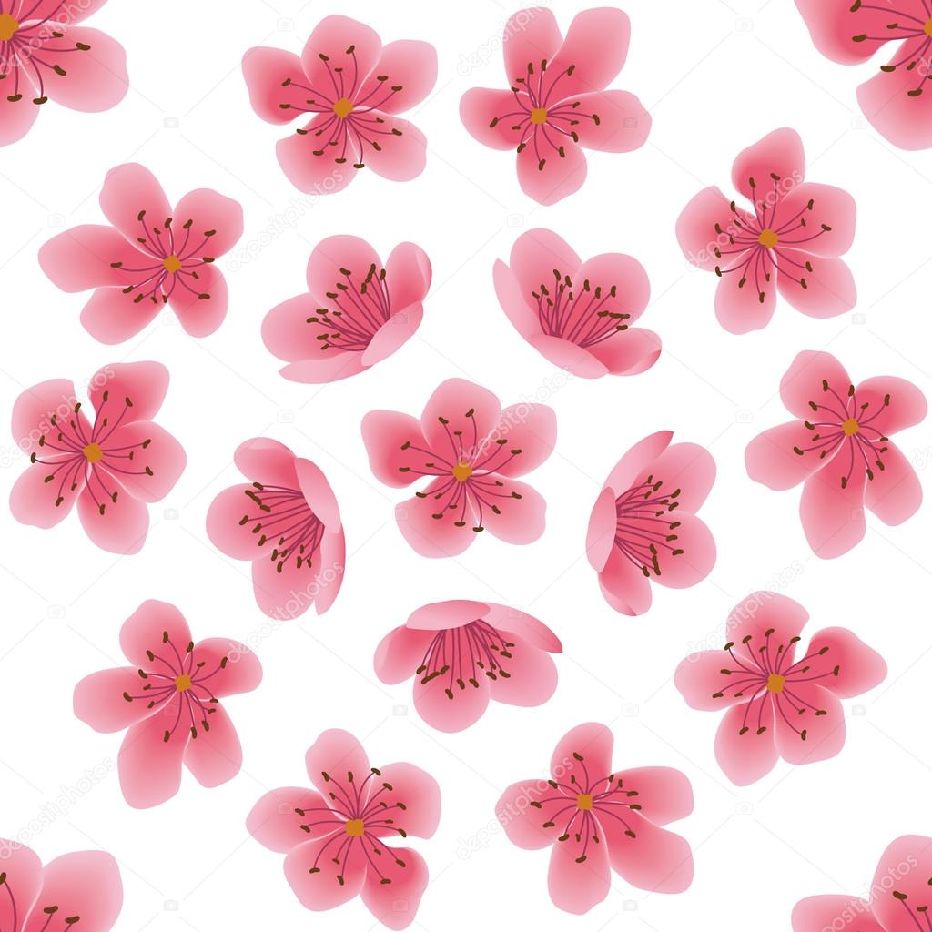 Seamless pattern with sakura flowers