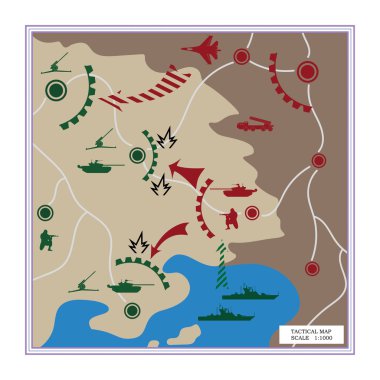 The tactical map with detailed icons clipart