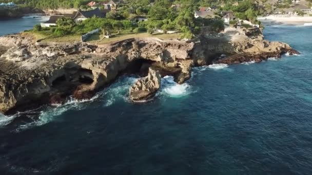 Rocks dotted with holes from water — Stock Video