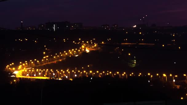 Bridge night highway lights — Stock Video