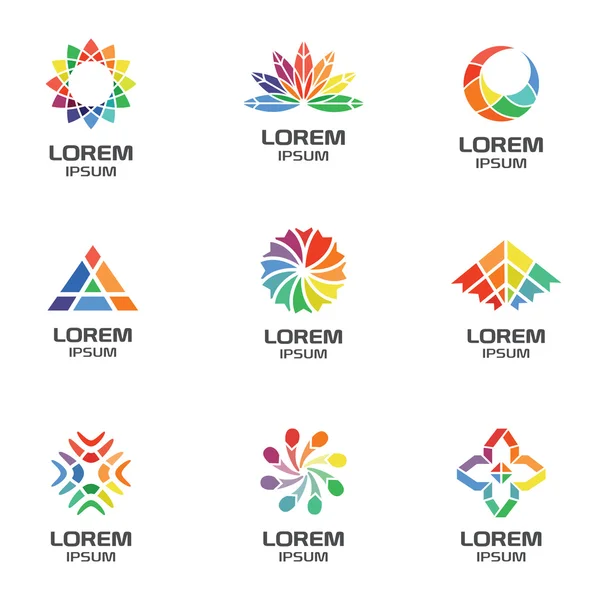 Set of Abstract Geometric Logos for Business Company — Stock Vector