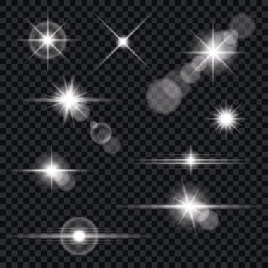 Şeffaf Lens fişekleri kümesi