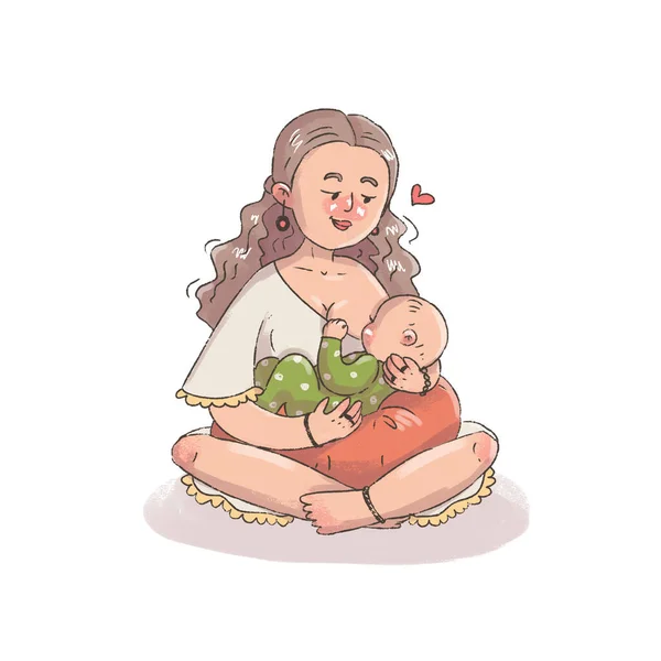 Mamá Está Amamantando Bebé Lactancia Materna Fotos de stock