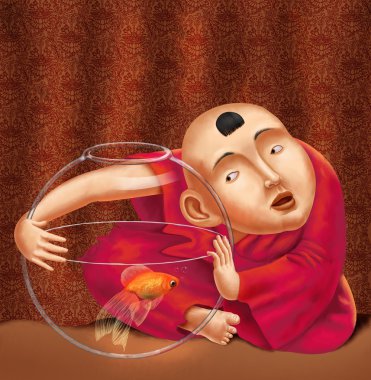 the monk listens clipart