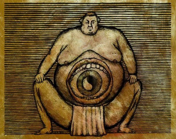 Fat Japanese sumo wrestler — Stock Photo, Image