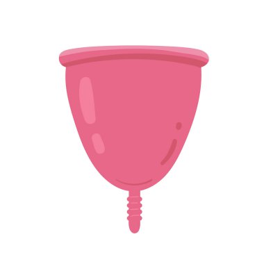 Beyaz arka planda izole edilmiş pembe aybaşı bardağı ikonu. düz biçim