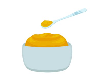 Beyaz arkaplanda hardallı kase.