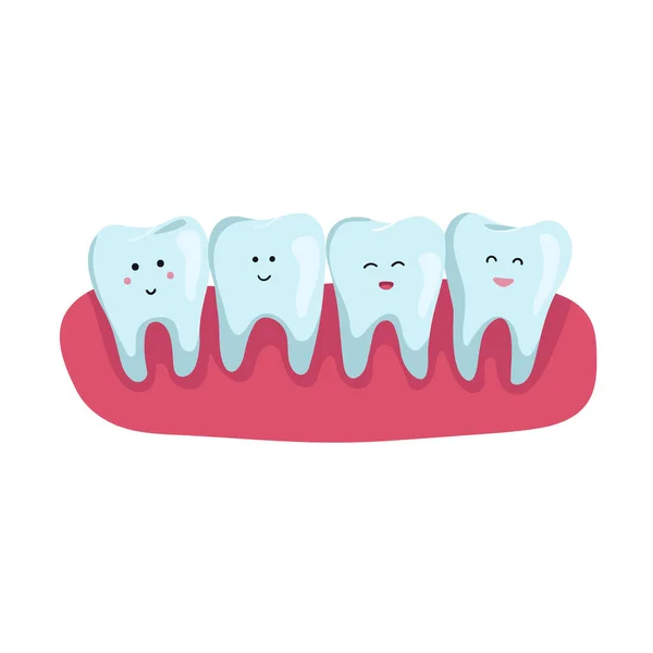Denti Con Dentatura Disegno Piatto Flat Vector Concept Clinica Dentale — Vettoriale Stock