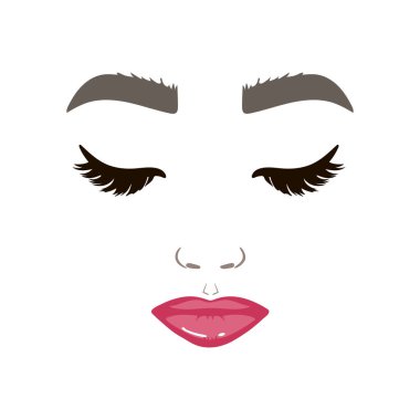 El çizimi kadın yüzü, yazması Vektör Tasarımı, makyaj kız modası, güzellik. Tişört ve sweatshirt için vektör çizimi