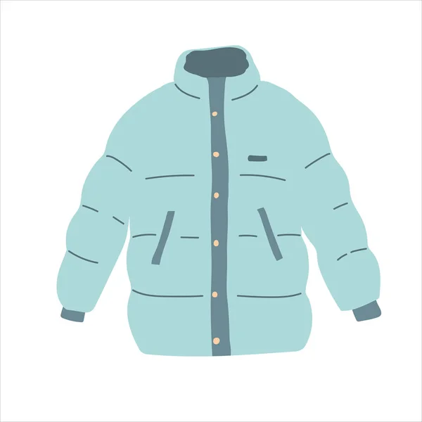 Blue Winter Zipped Jacket Isolated Vector White Background Padded Jacket — Stock Vector