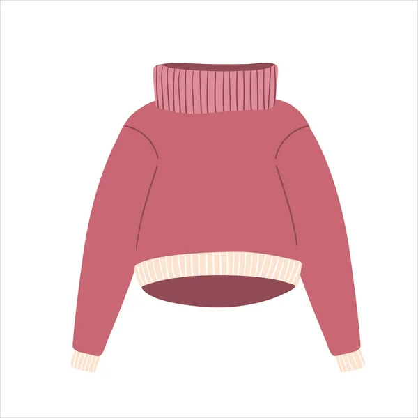 Flache Vektor Cartoon Illustration Eines Rosafarbenen Gemütlich Warmen Pullovers Oder — Stockvektor