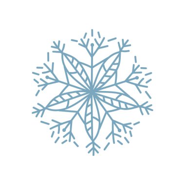 Kar Tanesi ikonu karalama mavisi beyaz izole edilmiş.