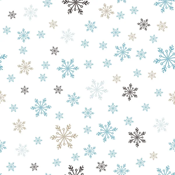 Modèle Sans Couture Flocons Neige Bleu Sur Fond Blanc — Image vectorielle