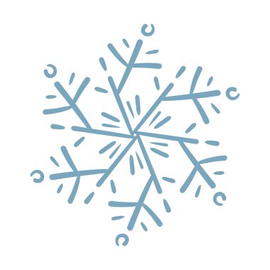 Kar Tanesi ikonu karalama mavisi beyaz izole edilmiş.