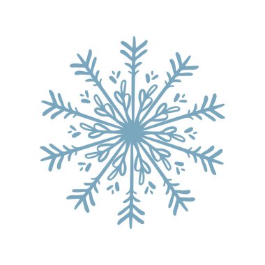 Kar Tanesi ikonu karalama mavisi beyaz izole edilmiş.